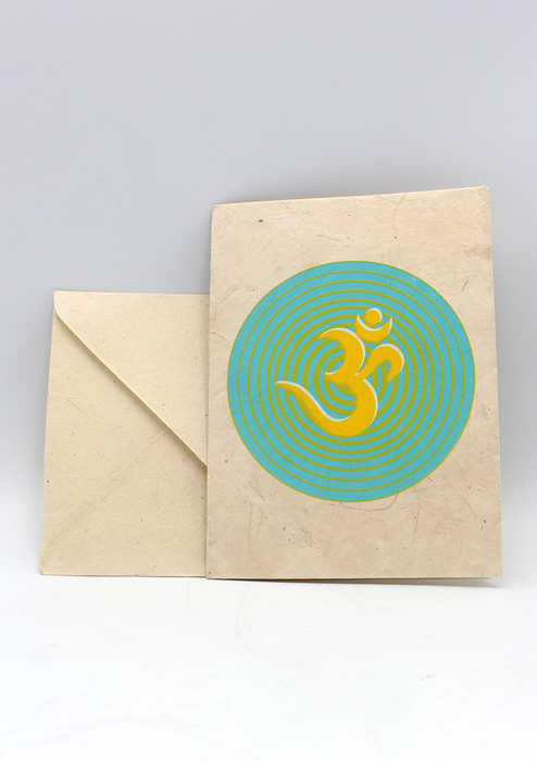 Om in a Concentric Circle Printed Lokta Paper Greeting Card