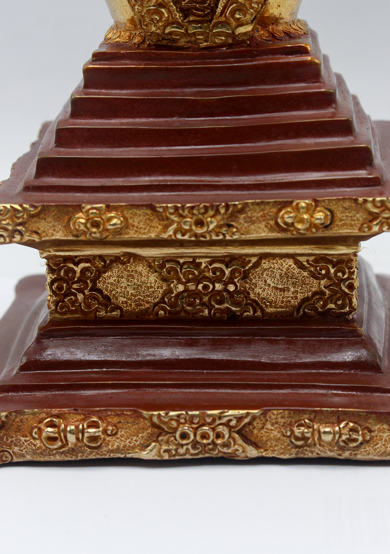 Partly Gold-Plated Stupa Chorten 8.5" H