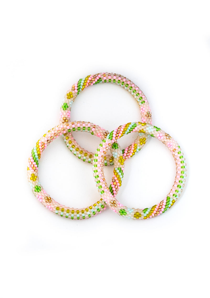 Blooming Pastels Nepalese Roll Bead Bracelet