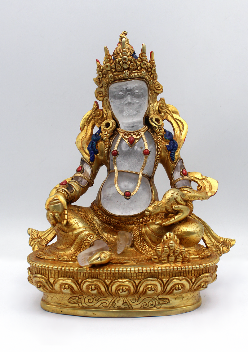 Gold Plated Crystal Zambala Statue 9"H