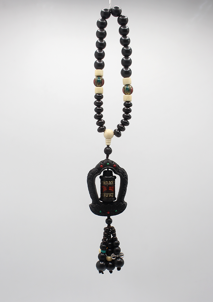 Tibetan Kalachakra Carved Wooden Car Hanging Amulet