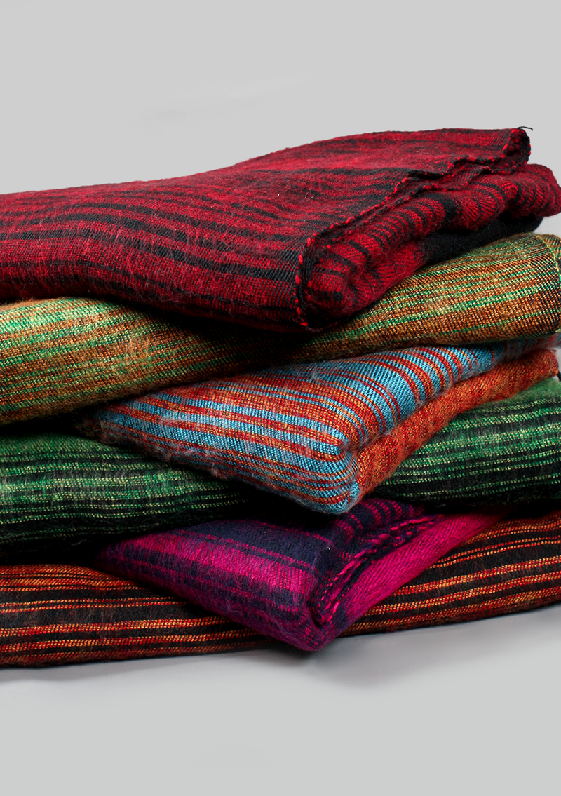 Handloomed Stripes Yak Wool Blanket - Colorful