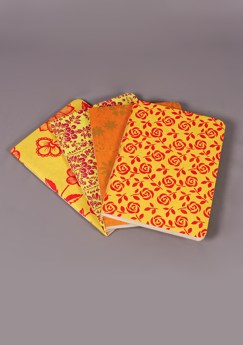 Yellow Botanical Flower Design Lokta Paper Journal