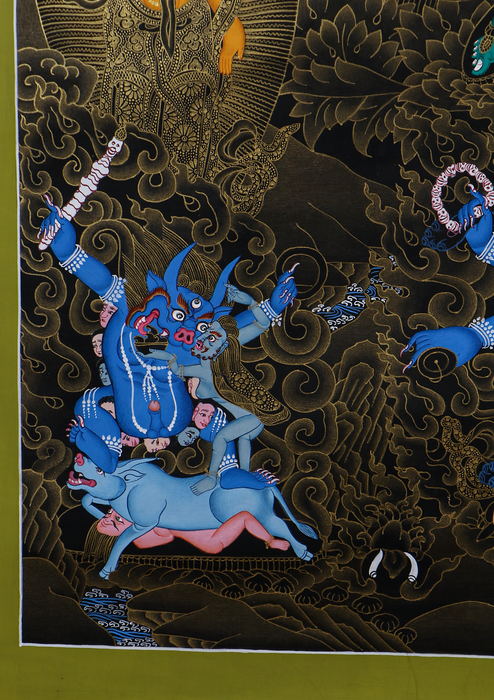Green Tara  Black and Gold 24K Thangka Painting
