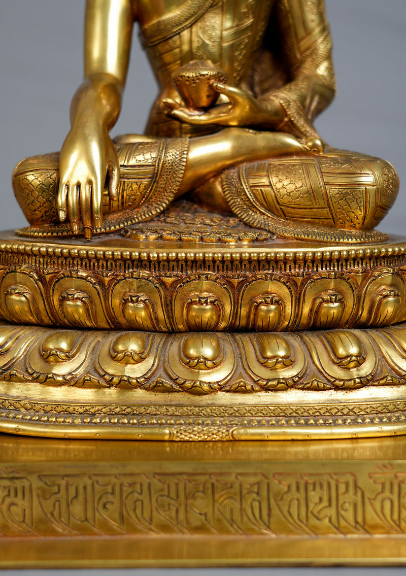 Masterpiece 24K Gold Gilded High Quality Shakyamuni Buddha Statue 15"