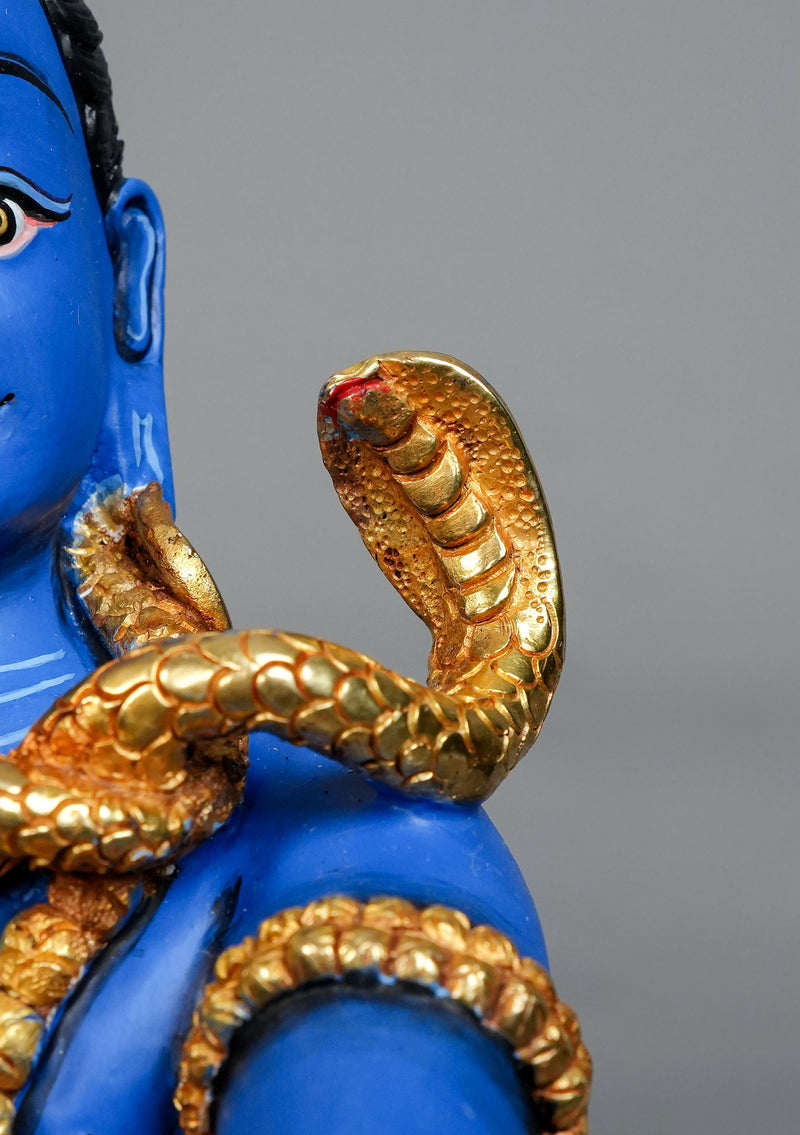 Handcrafted Dancing Shiva Statue – Blue Nataraja Shiva with Trishul & Damaru