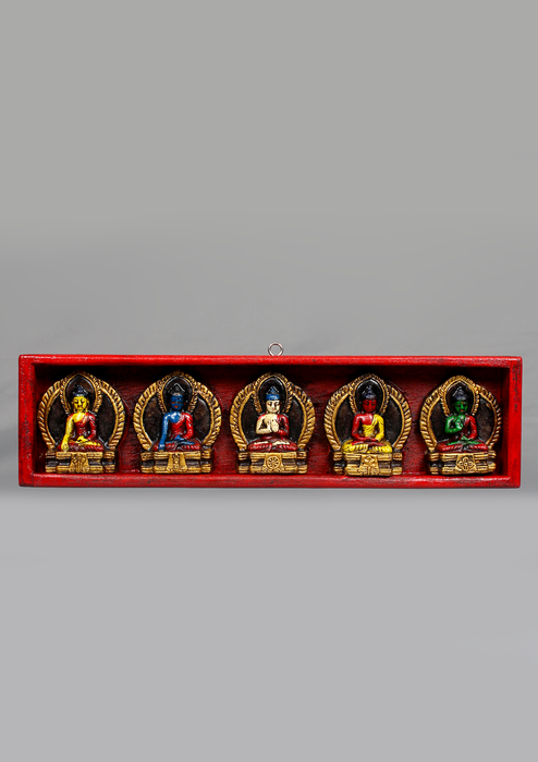 Wooden PANCHA BUDDHA Door Hanging Plaque