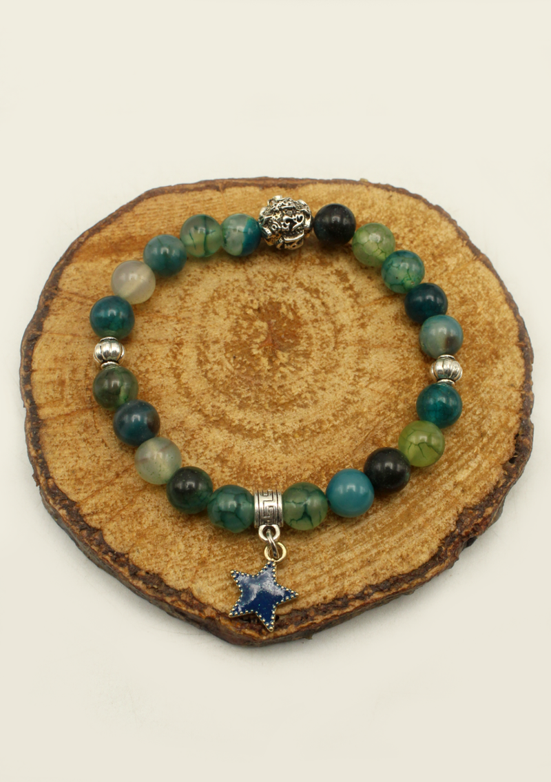BlueGreen Shade Mixed  Stones Mala Bracelet
