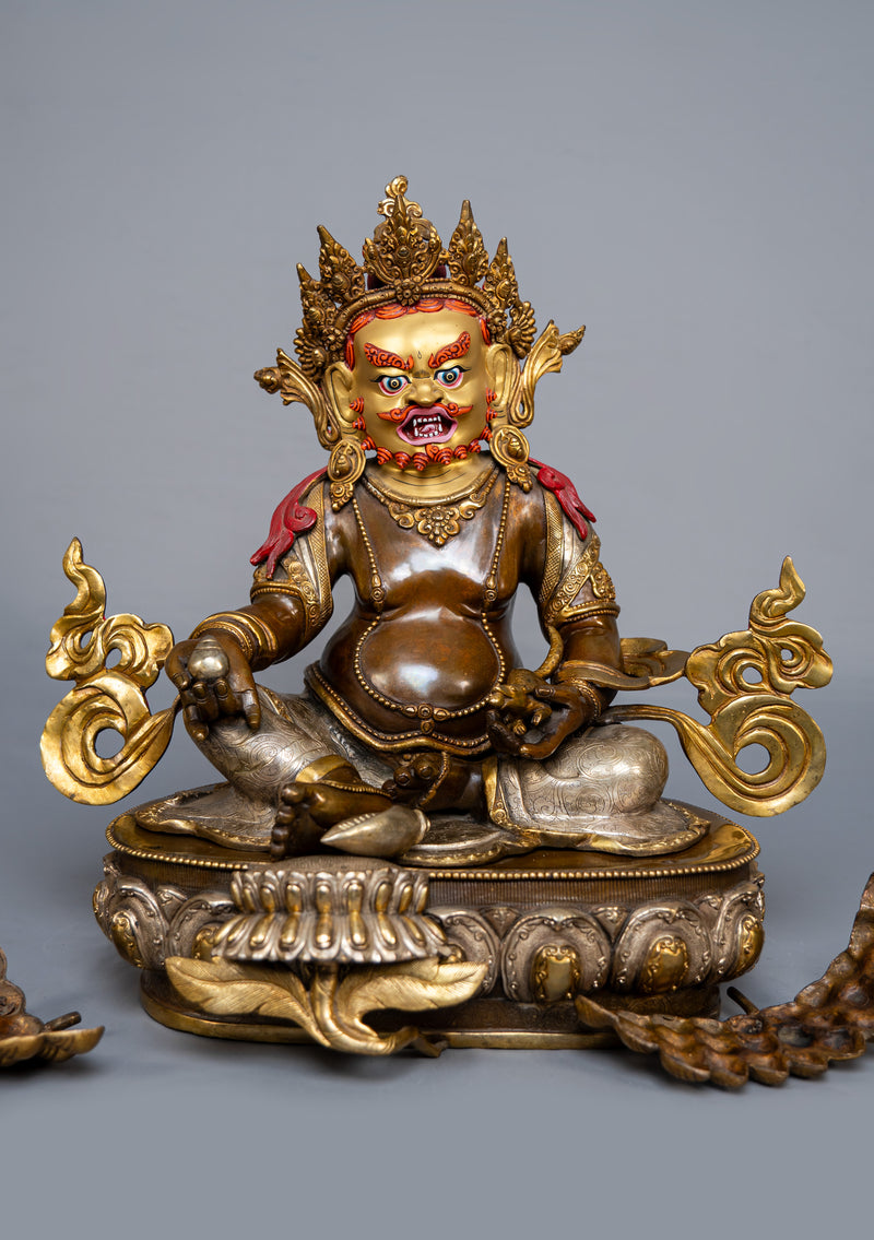 Partly Gold Plated Dzambhala Statue 16"H