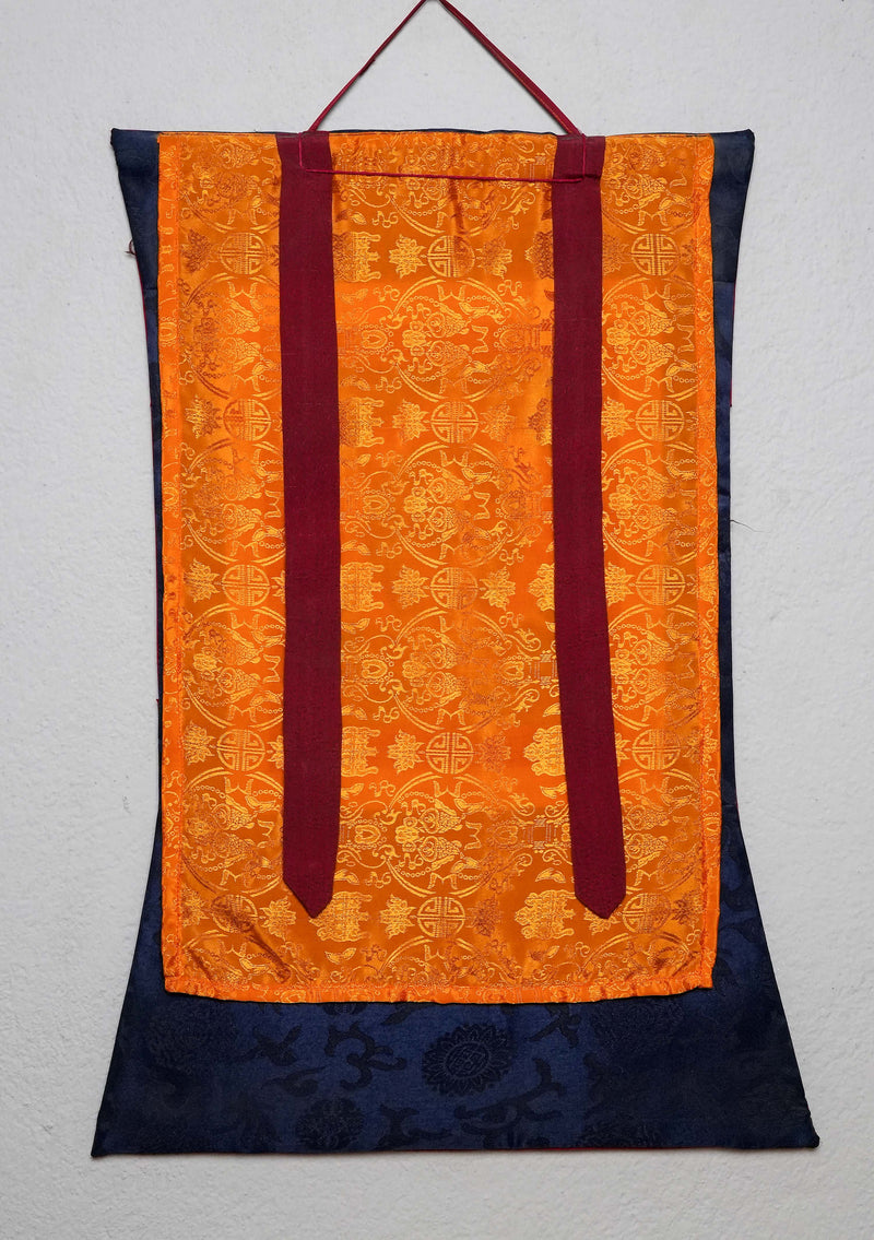 Mahakala Thangka Painting with Brocade