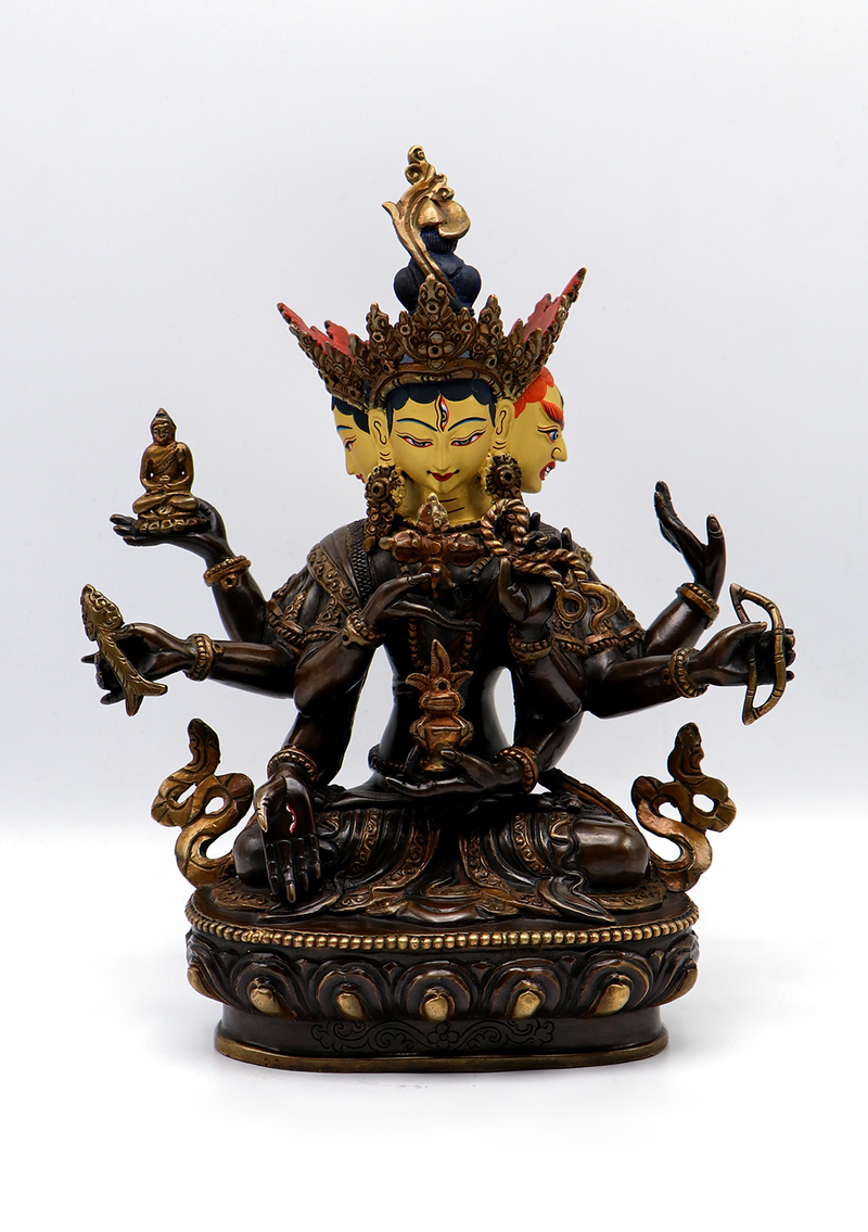 Partly Gold Plated Namgyalma Statue 9"H