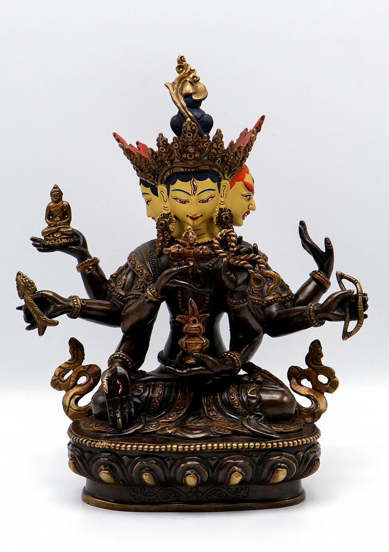 Partly Gold Plated Namgyalma Statue 9"H