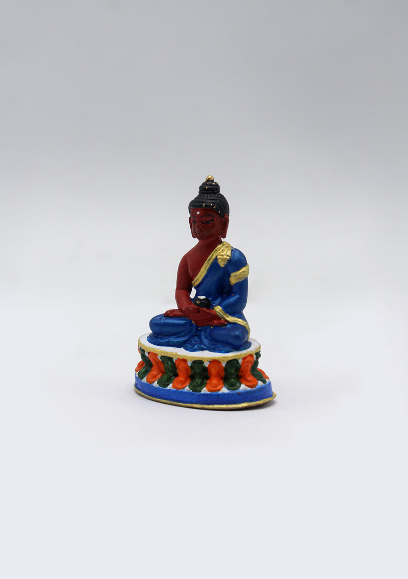 Hand Painted Copper Amitabha Buddha Statue 2"H