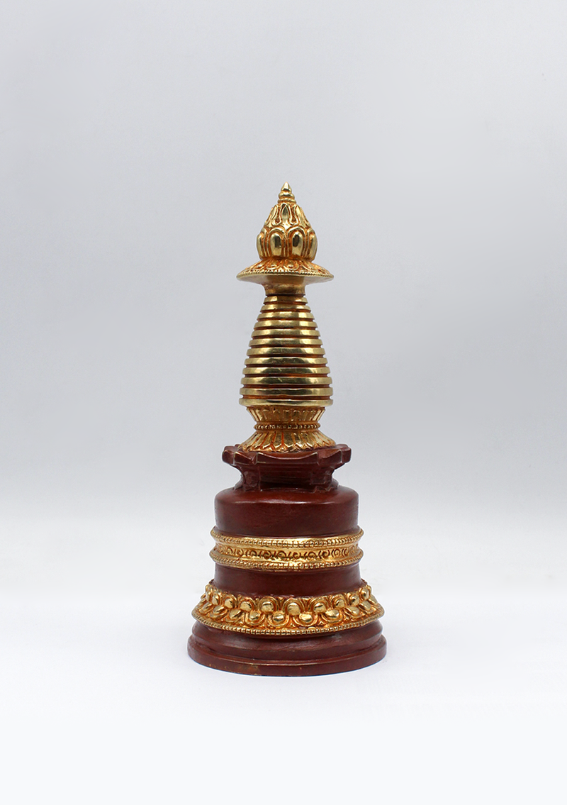 Partly Gold-Plated Stupa 7" H