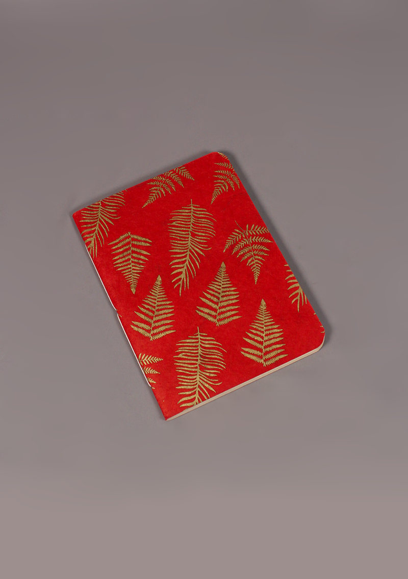 Red Flowers & Leaf Design Lokta Paper Journal