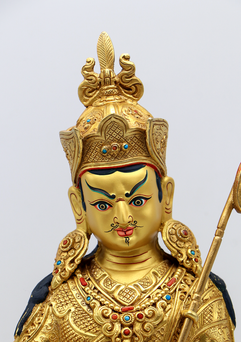 Full Gold Plated Guru Padmasambhava Statue 11"H