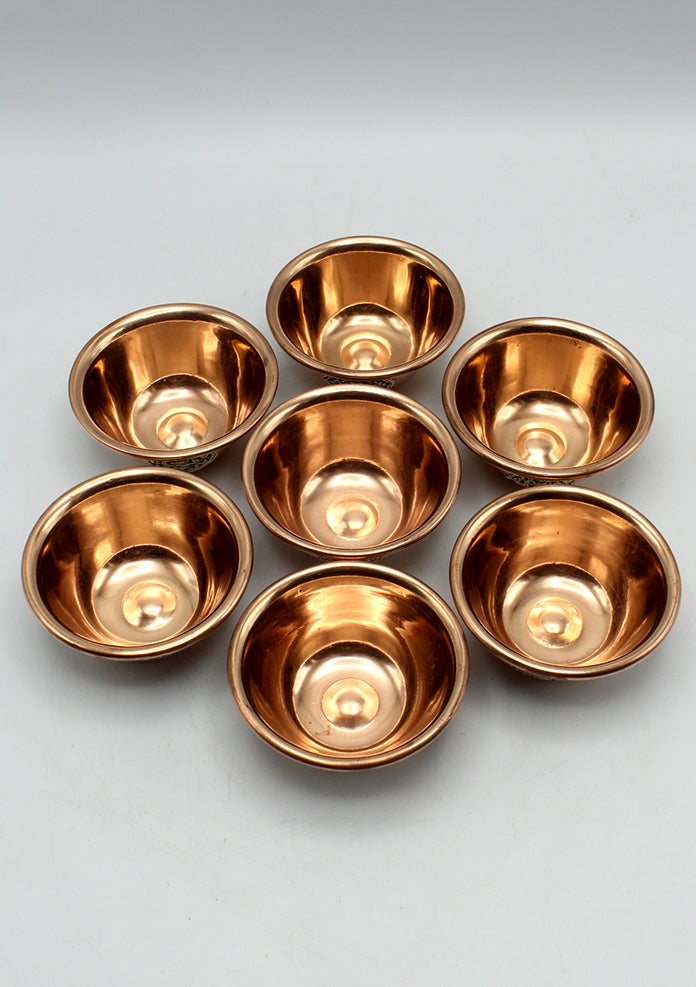 Set of Seven Eight Auspicious Tibetan Offering Bowl 4" - Large