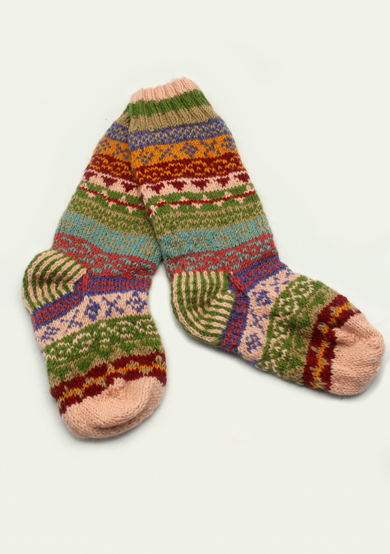 Handknitted Multicolor Woolen Knee High Socks