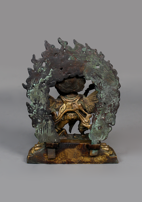 Antique Copper Vajrakilaya Guardian Statue 7"H