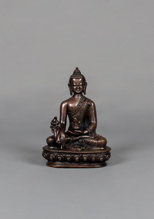 Copper Buddha Trinity Statue Set 4.75" H