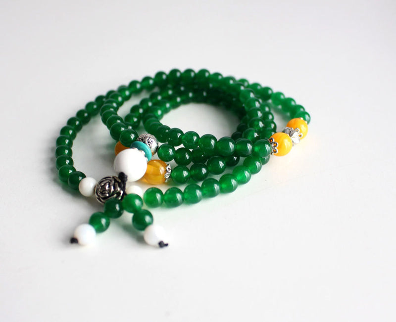 Malachite 108 Beads Prayer Mala with Charms