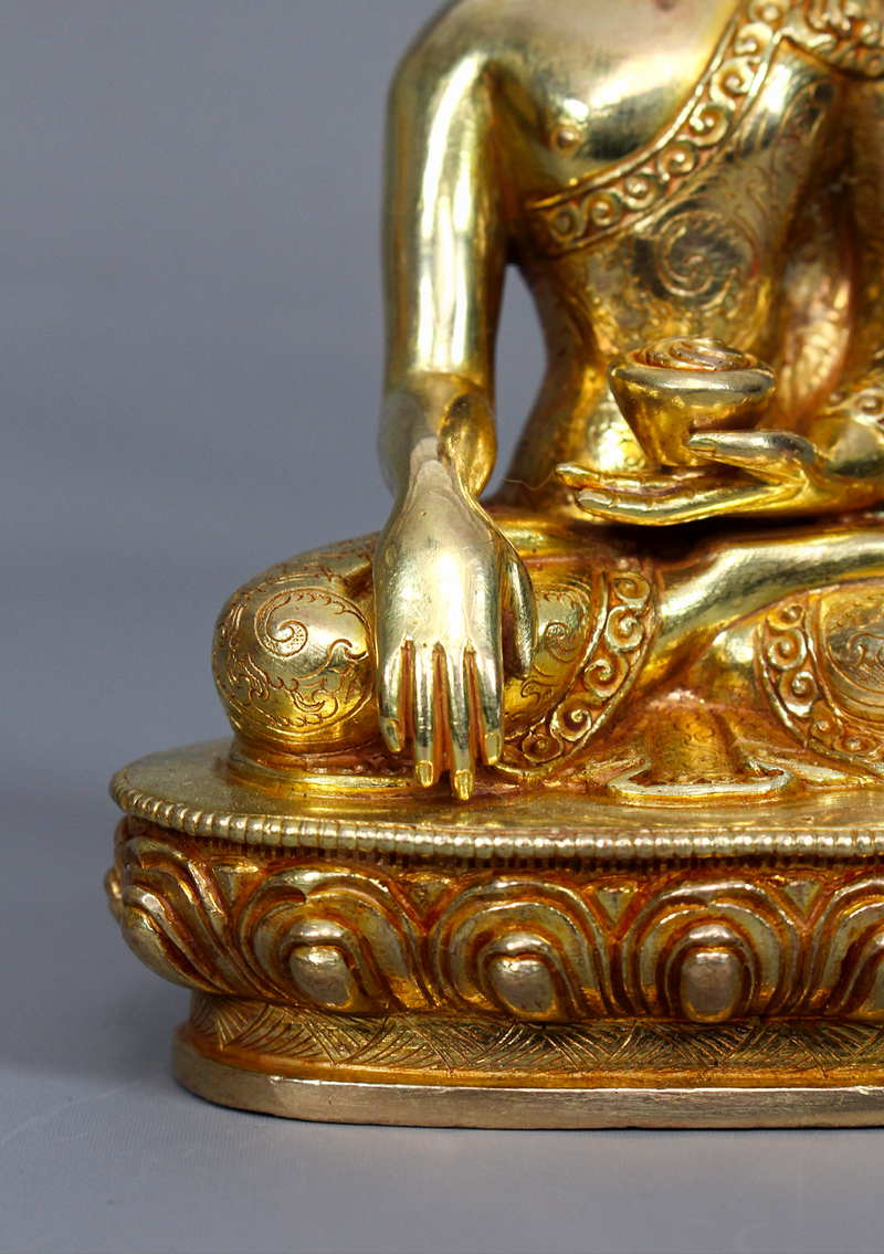 Fully Gold Plated Shakyamuni Buddha Statue 5.5" H