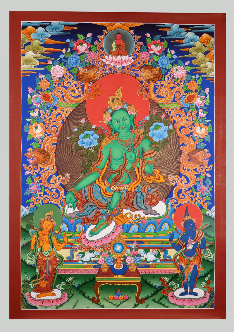Green Tara Thangka Painting Fine Arts