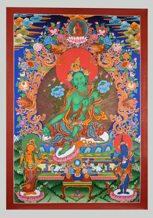 Green Tara Thangka Painting Fine Arts