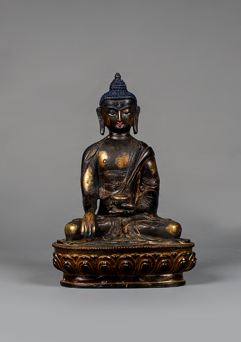 Antique Style Gilted Shakyamuni Buddha Statue 8"