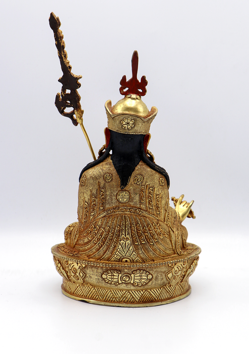 Full Gold Plated Copper Guru Padmasambhava Statue 8.8"H