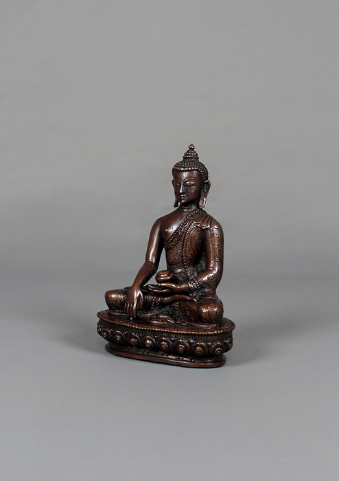 Copper Buddha Trinity Statue Set 4.75" H