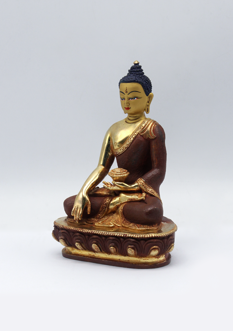 Partly Gold Plated Shakyamuni Buddha Statue 5.5" H