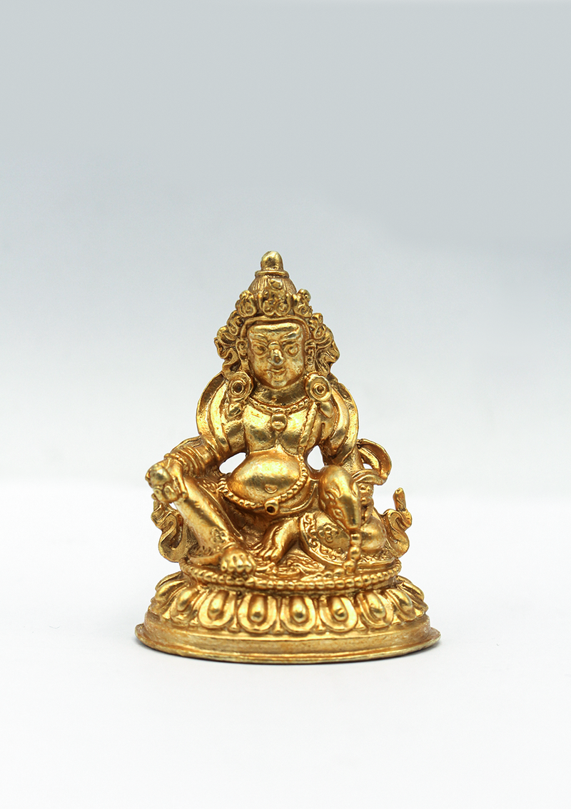 Gold Electroplated Tiny Zambala Statue 2"H