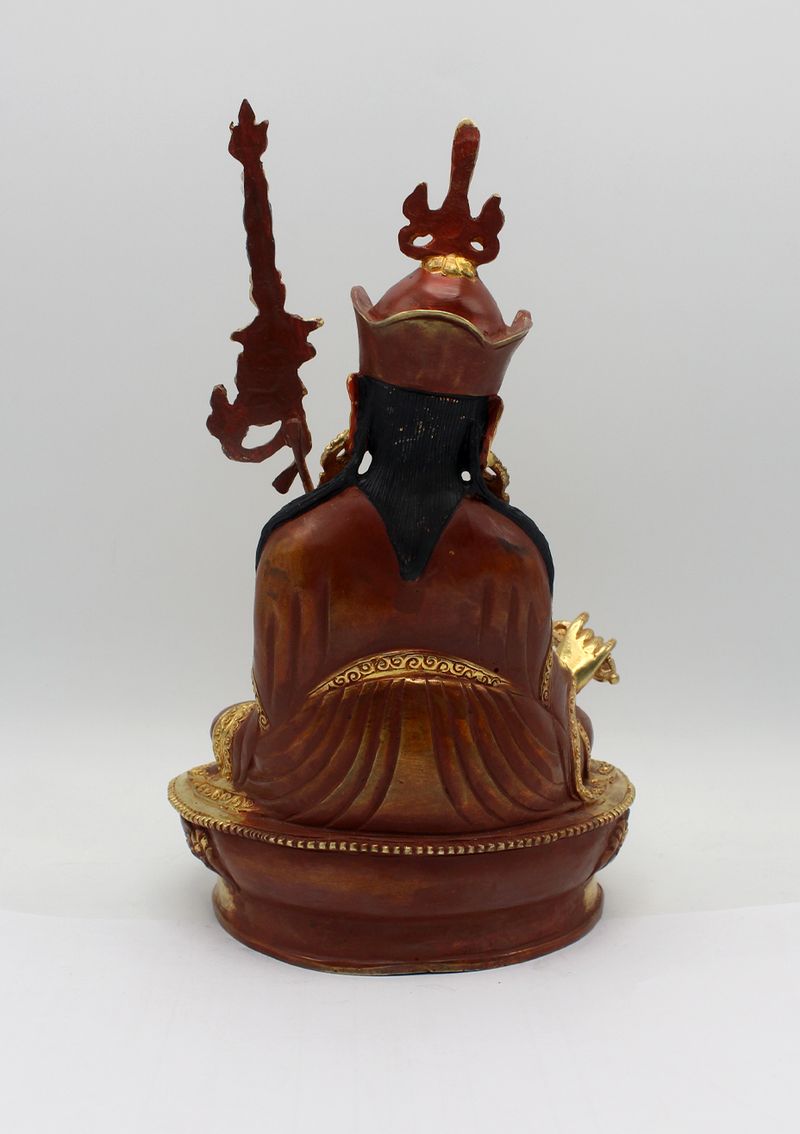 Partly Gold Plated Copper Guru Padmasambhava Statue 8"H