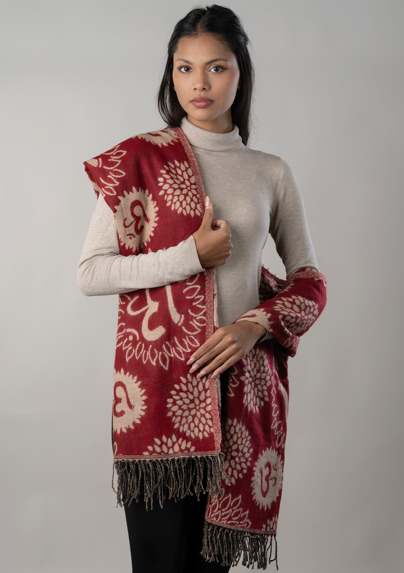Handloomed OM Woolen Shawl