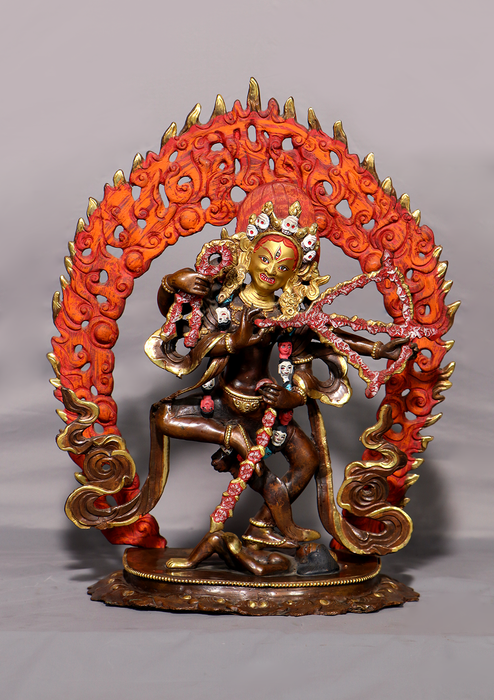 Old Style Gold Gilded Copper  Kurukulla Statue 14.5"H