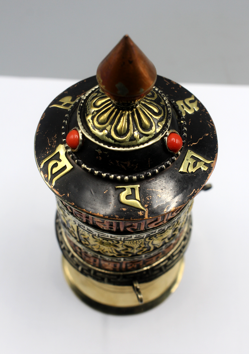 Lucky Symbols Copper Prayer Wheel