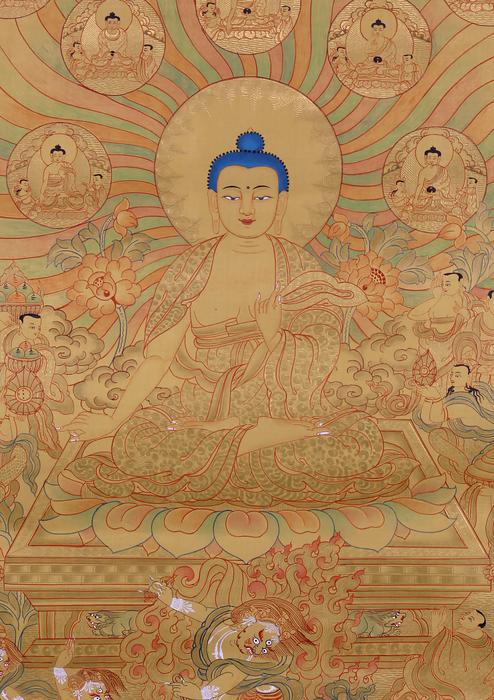 Buddha Miracle in Sravasti Thangka Painting