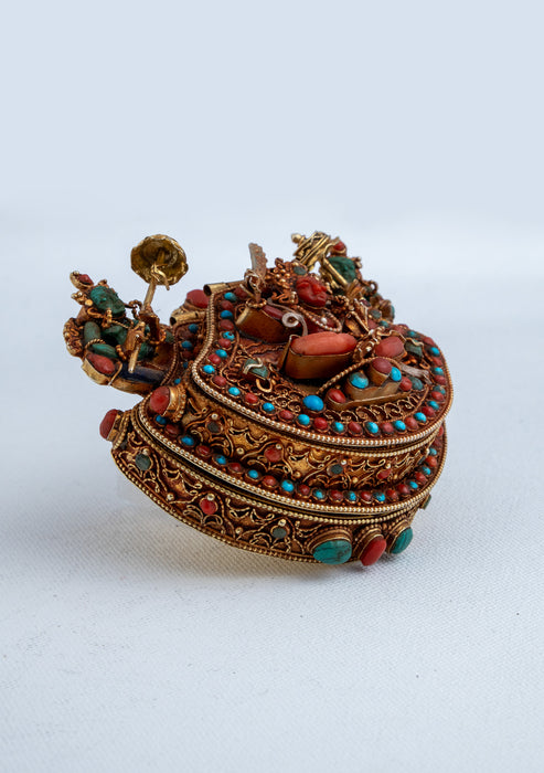 925 Silver  Sterling Tibetan 3 Step Ghau with Gold Plating - Manjushree, White Tara & Green Tara
