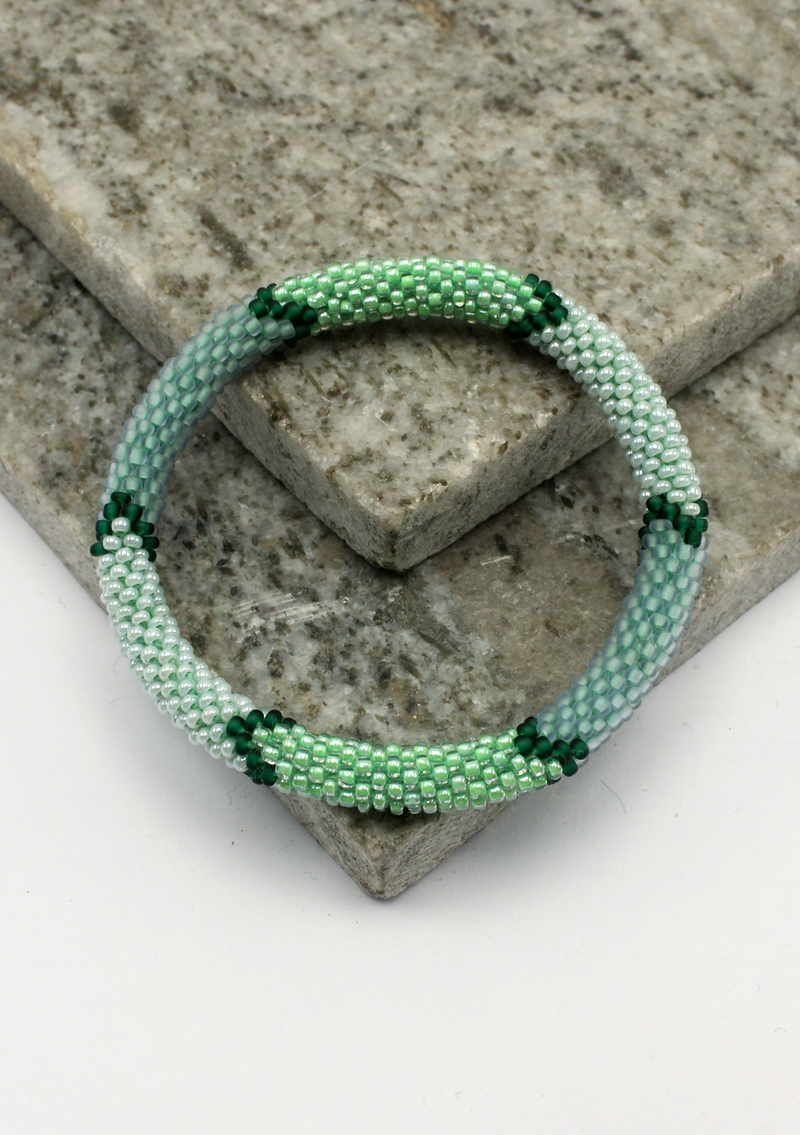 Blue Stripe Reef Roll on Beads Bracelet