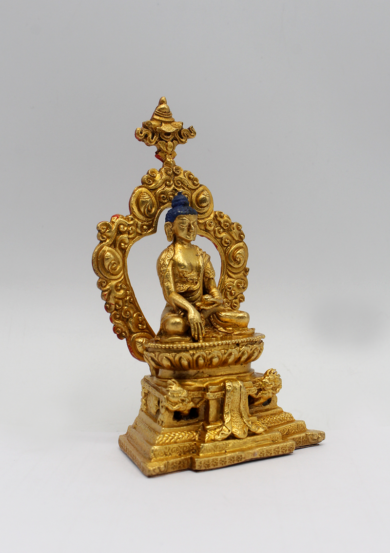 Gold Plated Shakyamuni Buddha Statue with Base 3.9 Inch