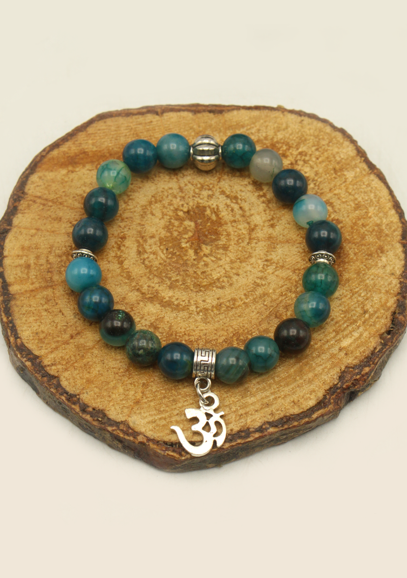 BlueGreen Shade Mixed  Stones Mala Bracelet