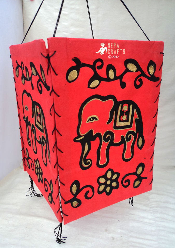 Elephant Print Lokta Paper Lamp Shade