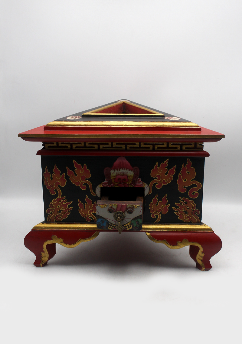 Master arts Painting Triangle  Mahakala Black and Red Incense Burner