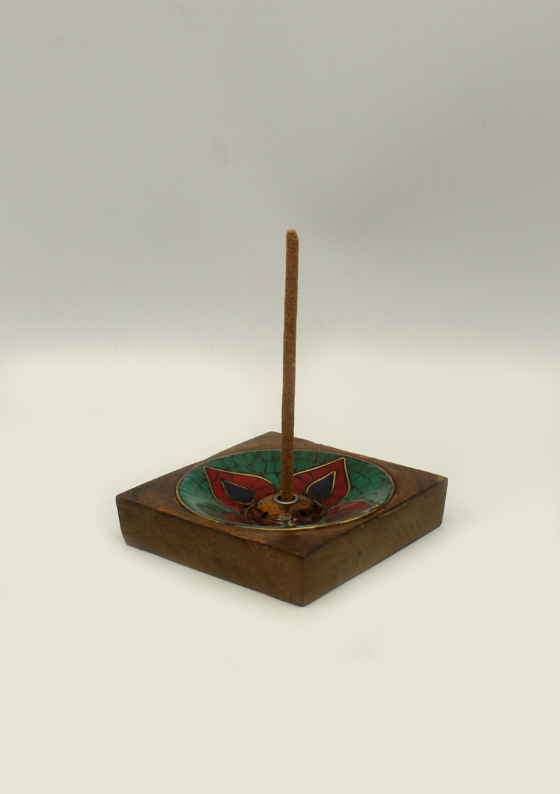 Lotus Turquoise Inlaid Tibetan  Incense Burner