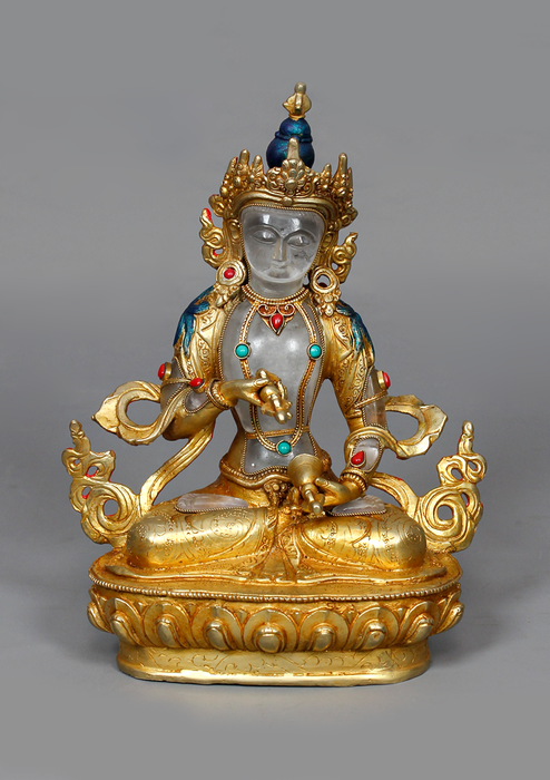 Gold Plated Crystal Vajrasattva Statue 8.5"H