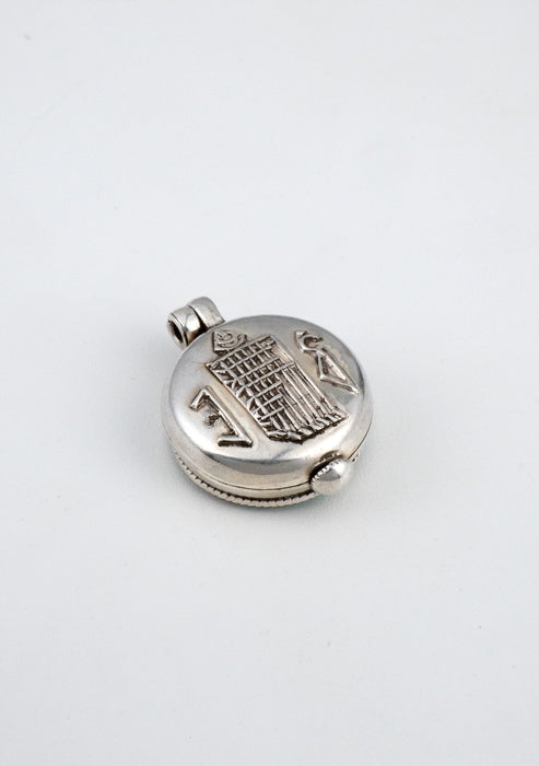 925 Silver Turquoise Inlay Tibetan Hum Ghau Pendant