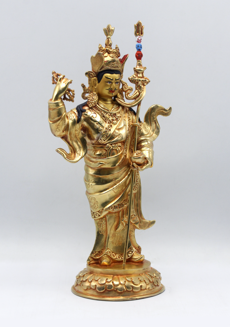 Fully Gold Plated Standing Guru Padmasambhava 11"H