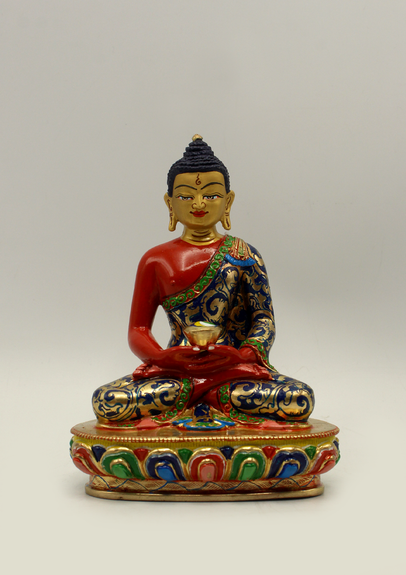 Masterpiece Goldplated Hand Painted Amitabha Buddha Statue 5"H