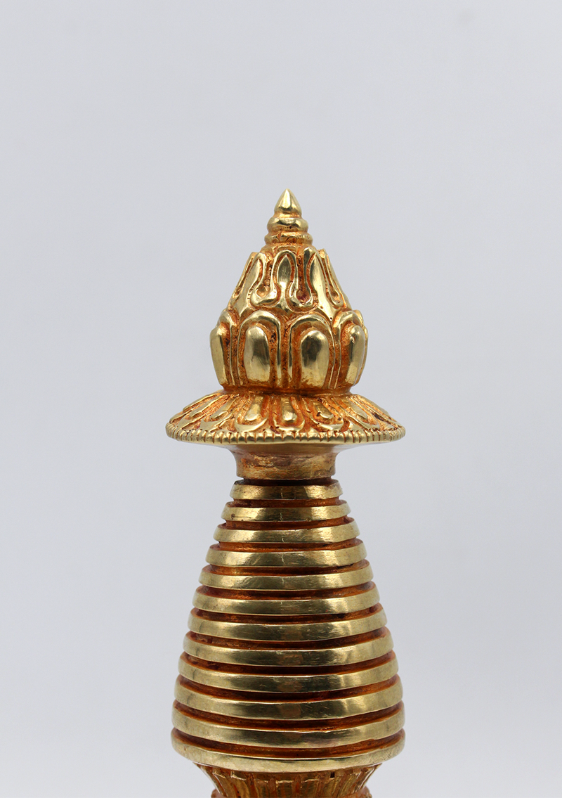 Partly Gold-Plated Stupa 7" H